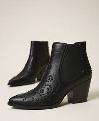 Petits clous décoratifs métalliques à l'ar Bottines Santiags Avec Perles Femme Noir Twinset Milano