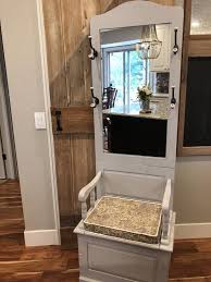 Refinished Hall Tree With Storage Etsy In 2020 Hall Tree With Storage Hall Tree Old Wood Doors