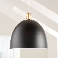 Black And Brass Dome Pendant Light Maddox Black Dome Pendant Large With Brass Socket Reviews Crate And Barrel In 2020 Pendant Lighting Dome Pendant Lighting Black Pendant Light