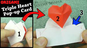 Kirigami is easy to do, as long as you keep your cuts precise, and keep track of your folds. Origami Triple Heart Pop Up Card Youtube