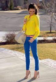 Amarillo Y Azul Rey Casual Ropa Combinaciones De Ropa Moda