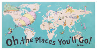 40x20 Dr Seuss Colorful Characters Oh The Places Youll Go World Map Wood Wall