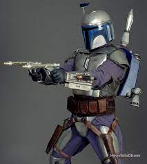 Star Wars Episode Ii Attack Of The Clones Promo Shot Of Temuera Morrison Star Wars Helmet Star Wars Outfits Star Wars Jango Fett
