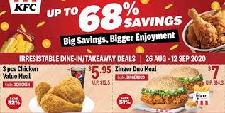Avail the fill up meal for $20, save $5 via kfc colonel's club signup, get standard delivery charges of $3.99 on your orders. Kfc Singapore Enjoy Up To 68 Off Promotion With Kfc Coupons Ends 12 Sep 2020 Why Not Deals