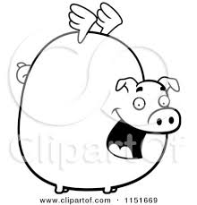 Adult coloring book page a cute pig on floral vector. Cartoon Clipart Of A Black And White Fat Flying Pig With Little Wings Vector Outlined Coloring Page By Cory Thoman 1151669