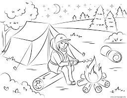 Coloring pages for campfire (nature) tons of free drawings to color. Girl Roasting Marshmallow Over Campfire By Artsashina Coloring Pages Printable