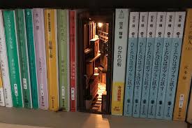 Bookends Japanese Artist Monde Has Created A Beautiful Series Of Woodworks Complete With A Light Switch The Tokyo Ba Book Nooks Bookshelf Art Miniature Books