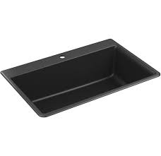 Burnished gunmetal black stainless steel kitchen single sink trough 280 mm deep. Kohler K 8437 1 Cm1 Kennon 33 Neoroc Single Build Com
