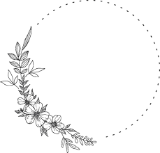 Floral Round Black And White Frame Of Twigs Leaves And Flowers Floral Wreath Drawing Floral Wreaths Illustration Floral Border Design