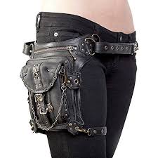 partiss unisex gothic punk rave steampunk industrial military post apocalyptic waistbag tasche guerteltasche punk tasche o modestil mode schwarz schultertasche
