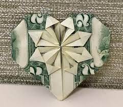Money Heart Origami Your Choice Of One Dollar Or Two Or Five Etsy Dollar Bill Origami Money Origami Dollar Origami