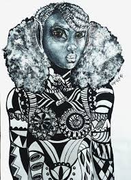 Black And White African Art Balanced Black And White Abstract Portrait Painting Art By Salkis Re Black And White Drawing Black And White Painting Black And White Abstract