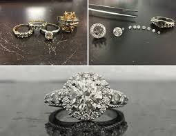 Before And After Heirloom Ring And Band Set Turned Into A Halo Engagement Ring Halo Engagement Heirloom Rings Halo Engagement Ring