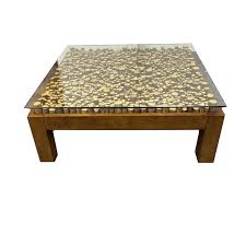 Rich textures embossed in lustrous leather border the surface of a lovely coffee table. Custom Designed Handcrafted Wood Glass Coffee Table Original Price 4 900 Design Plus Gallery