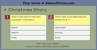 Jan 2, 2013 | total attempts: Trivia Quiz A Christmas Story