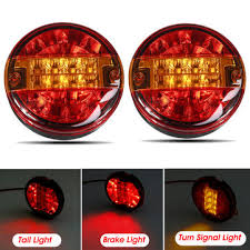 2pcs 12v 24v car rear led tail lights brake stop turn signal lamps round hamburger for lorry truck car van trailer sale banggood com