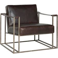 Gideon Industrial Silver Metal Leather Strap Armchair Leather Chair Leather Occasional Chair Leather Lounge Chair