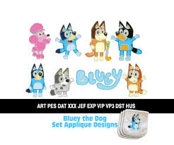 Bluey The Dog Set Applique Designs Applique Designs Dog Embroidery Designs Embroidery Design Sets
