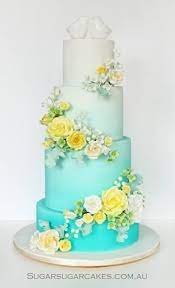 Sugar Sugar Cakes S Photos Sugar Sugar Cakes Facebook Wedding Cake Ombre Teal Cake Yellow Wedding Cake