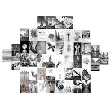 Public domain collage, poster, advertisement, wall, design, minimal, decor; 50pcs Black White Aesthetic Picture For Wall Collage Chic Collage Print Kits Room Decor For Girl Vintage Wall Art Print For Room Atillart
