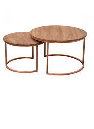 Tisch mid century coffee table vintage ausziehbar für bis zu 6. Couchtisch Jack 2er Set Aus Kupfer Und Holz Grosse Ca Durchmesser Hohe Gross 75 X 48 Cm Klein 60 X 40 Cm Couchtisch Couchtisch Holz Couchtisch Rund