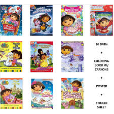 Learn about dora the explorer dvds, live shows, and an upcoming dora the explorer movie. Amazon Com Ultimate Dora The Explorer 10 Dvd Combo Pack Collection With Bonus Coloring Book Poster Sticker Sheet Dora S Christmas Dora S Halloween Dora S Big Birthday Adventure Rhymes Riddles