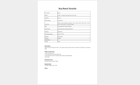 Word File Doc Bug Report Template Report Template Book Report Templates Bug Report