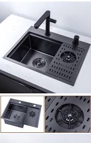 Cup Washer Bar Counter Kitchen Sink 304 Stainless Steel Handmade Nano Brushed Black For Milktea Cafe Shop Water Purification Tap Kitchen Sinks Aliexpress