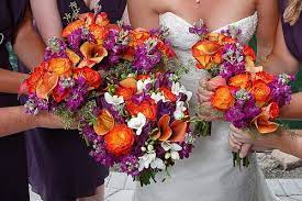 Elegant purple bridesmaid dresses and pink and purple bouquets. Google Image Result For Http Farm4 Static Flickr Com 3459 3764713054 19d6c9d3 Orange Purple Wedding Orange Wedding Themes Purple Wedding Theme