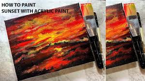 This tutorial will demonstrate how to paint the pastel and blue sunset reflecting on a large lake. Landscape Painting For Beginners Acrylic Sunset Acrylic Painting Tutorial For Beginners Painting With Oil Paints