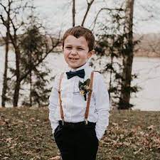 Boys Bow Tie Boys Dusty Blue Bow Tie Navy Suspenders Ring Bearer Bow Tie Wedding Bow Tie Ring Bearer Outfit Baby Bow Tie Wedding Gift Bearer Outfit Bow Tie Wedding Ring