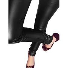 Efinny Women Plus Size Slim Tight Fake Leather Bottom Pants