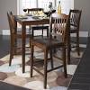 Traditional brown counter height 5 piece dining room set round table chairs iacb. 1
