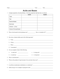 (a) what property do all strong acids and strong bases have in common? Worksheet Acids And Bases