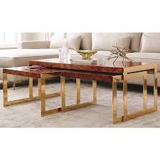 Dwell Studio Newell 3 Piece Nesting Cocktail Table Set 8t059 Lamps Plus Burled Wood Coffee Table Table Nesting Cocktail Table