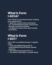 Some family-based green card cases require a waiver before approval. Form I- 601A and Form I-601 are both family-based waivers, but they apply in very  different situations and at different stages of the