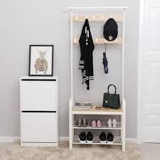 Vasagle Meuble D Entree Vestiaire Portemanteau Portant Vetement Etageres A Chaussures Pour L Entree Crochets A Coat Stands Hallway Furniture Shoe Storage Shelf