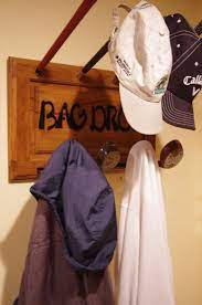 Golfer S Backdoor Bag Drop Great Coat Rack And Hat Hook Etsy Stylish Coat Great Coat Hat Hooks