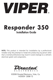 Viper 5305v 2 way alarm system installed. Viper Responder 350 Installation Manual Pdf Download Manualslib
