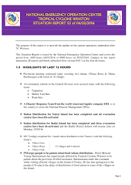 Emergency manager position is to serve as an emergency management specialist and is placed in the security, insider threat and mission assurance office skills : National Emergency Operation Center Tropical Cyclone Winston Situation Report 52 Of 04 03 2016 Fiji Reliefweb
