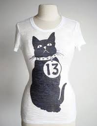 Black Cat T Shirt Unlucky 13 Graphic Printed White Tee Women S Sizes Available White Tee Women Cat Tshirt Womens Tees