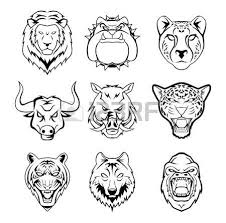 Head Of Wild Animal Group Animals Black And White Animal Groups Geometric Animals