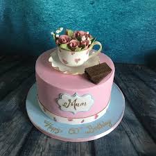 Afternoon Tea And A Bourbon Biscuit By Meme S Cakes Tea Party Cake Tea Party Cake Birthday New Birthday Cake