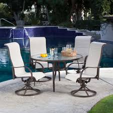 Outdoor Patio Furniture 5 Piece Dining Set With 4 Padded Sling Rocker Chairs In Beach Outdoor Patio Furniture Retro Patio Furniture Vintage Patio Furniture
