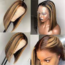 Especially the black women are so much used to and fond of this super cool hairstyle for professional and other reasons. Amazon Com Ms Cassie Wigs 13x6 Lace Frontal Highlight Wig Ombre Brown Honey Blonde Short Bob Wigs For Black Women Medium Brown Lace Front Wig Colored Human Hair Wigs Pre Plucked 10 Inch
