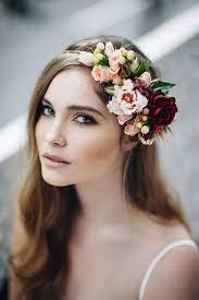 This Gorgeous Headband Fall Bridal Makeup Fall Wedding Makeup Flowers In Hair