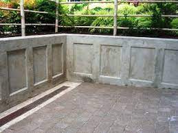 Pin By Jamie On Yard Ideas Poured Concrete Patio Concrete Retaining Wall Concrete Retaining Walls