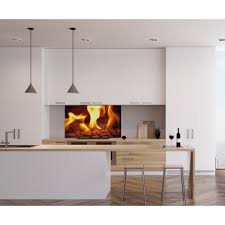 Fond De Hotte Feu Flamme Orange Verre Et Alu Credence Cuisine Deco