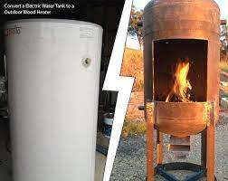 convert a electric water tank to a outdoor wood heater wood heater diy wood stove outdoor wood