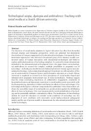 Pdf Technological Utopia Dystopia And Ambivalence Teaching With Social Media At A South African University Patient Rambe Academia Edu